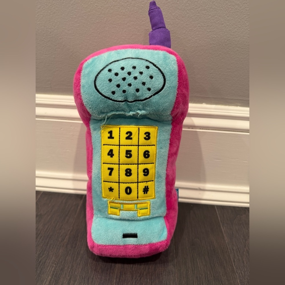 Barkbox Vintage Colorful Plush Pet Dog Toy Phone - Pink, Blue, and Yellow